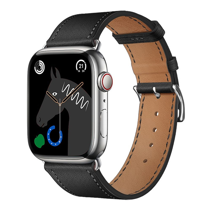 Pasek do Apple Watch Forcell F-Design FA20 dziurki skóra ekologiczna 38 / 40 / 41 mm czarny