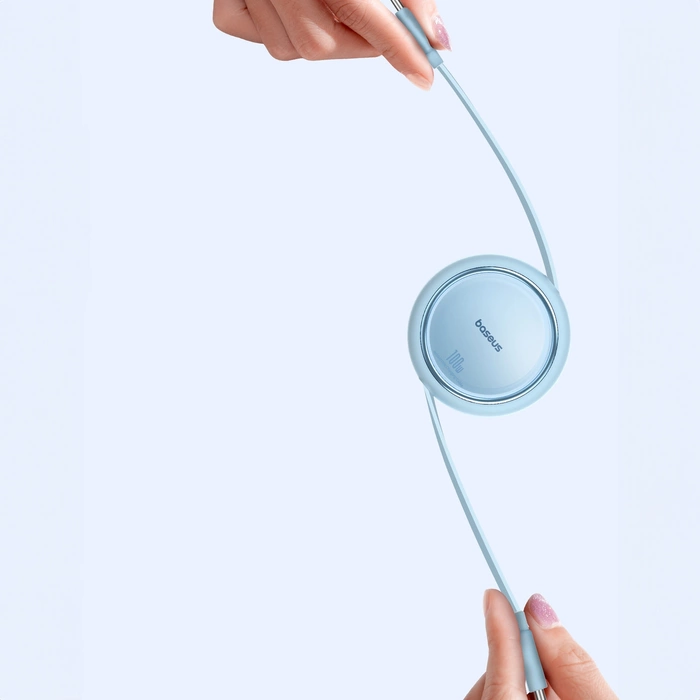 Kabel wysuwany Baseus Free2Draw Mini USB-C - USB-C 100W 1m - niebieski