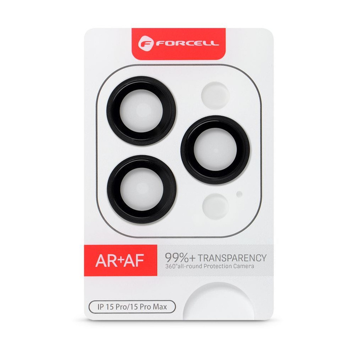 Szkło hartowane na aparat do iPhone 15 Pro / 15 Pro Max Forcell Premium tytanowo-czarne 0INT
