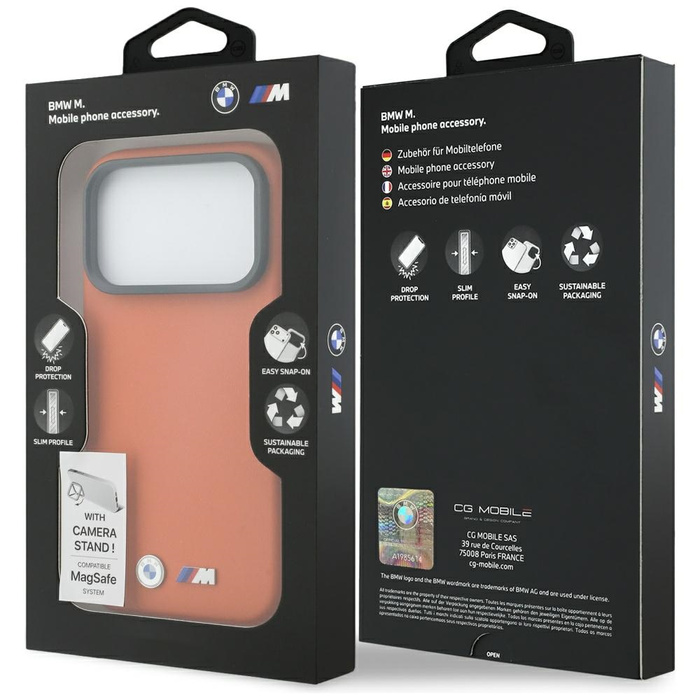 Etui BMW M Metal Logo MagSafe do iPhone  17 Pro Max pomarańczowy