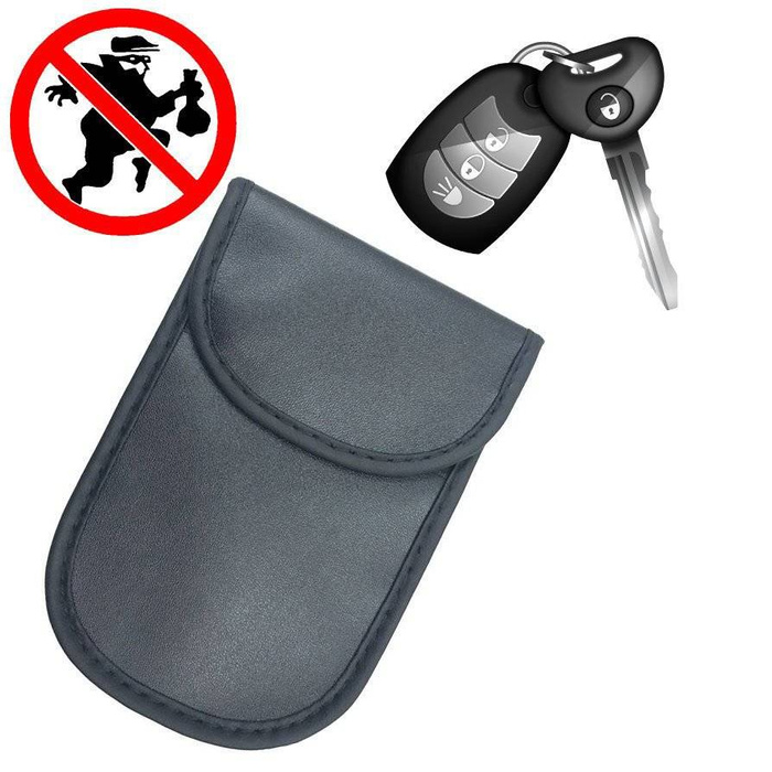 Etui antykradzieżowe na klucze samochodowe blokujące fale radiowe Faraday Box klatka Faradaya 14 cm z 10 cm czarny