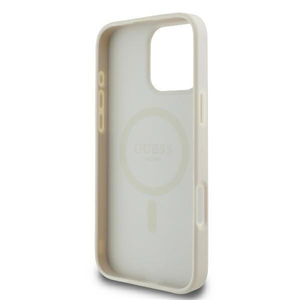Etui Guess iPhone 16 Pro 6.3" biały/white hardcase Peony Script Logo MagSafe