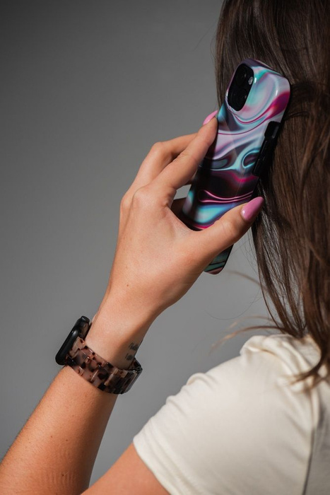 FORCELL F-DESIGN FA04 pasek żywiczny marmurkowy do APPLE Watch 42 / 44 / 45 / 49 mm brązowy