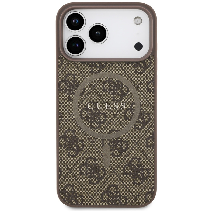 Etui Guess 4G Ring Classic Logo MagSafe  do iPhone 17 Pro Max brązowy