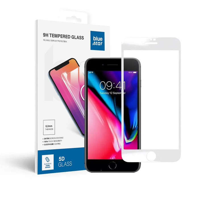 Szkło hartowane do iPhone 7 / 8 PLUS (full glue) Blue Star 5D białe