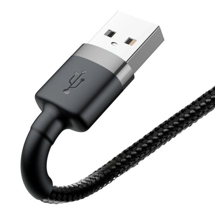 Baseus Cafule Cable wytrzymały nylonowy kabel przewód USB / Lightning QC3.0 2.4A 0,5M czarno-szary (CALKLF-AG1)
