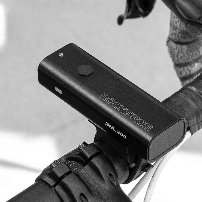 Lampka rowerowa przednia Rockbros 24710012001 800 lm + kabel USB-C - USB-A - czarna