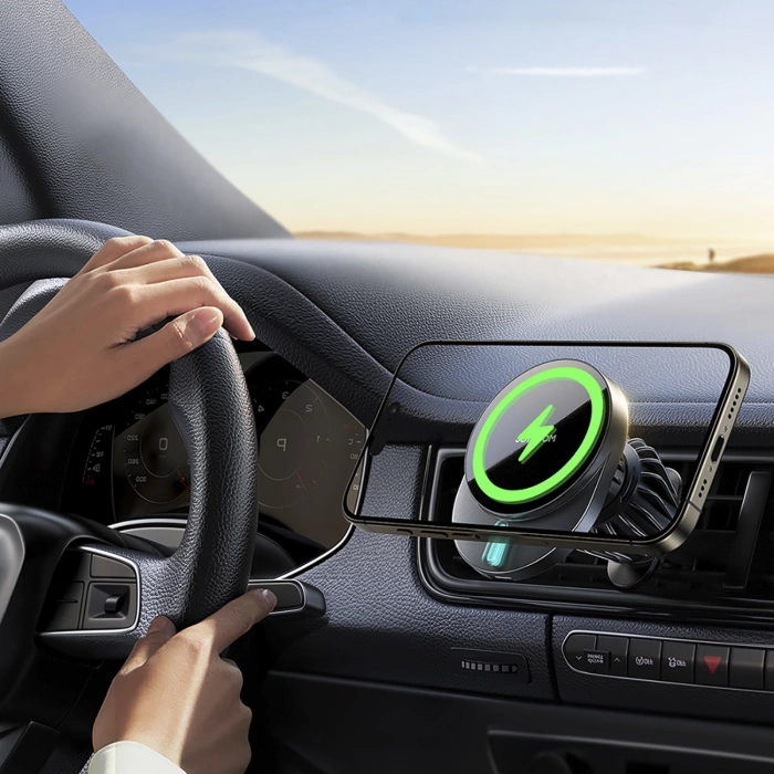 Uchwyt Joyroom JR-ZS409 magnetyczny z ładowarką indukcyjną 15W na kratkę nawiewu w samochodzie - czarny