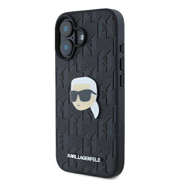 Etui Karl Lagerfeld iPhone 16 6.1" czarny/black hardcase Monogram Karl Head Pin