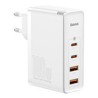 Baseus GaN2 Pro szybka ładowarka sieciowa 100W USB / USB Typ C Quick Charge 4+ Power Delivery biały (CCGAN2P-L02)