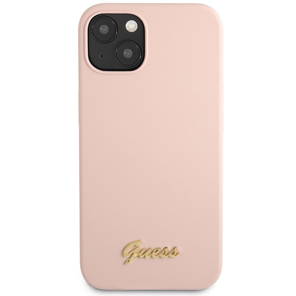 Etui Guess Guhcp13mlslmglp iPhone 13 6,1" Jasnoróżowy/light Pink Hardcase Silicone Script Gold Logo Case