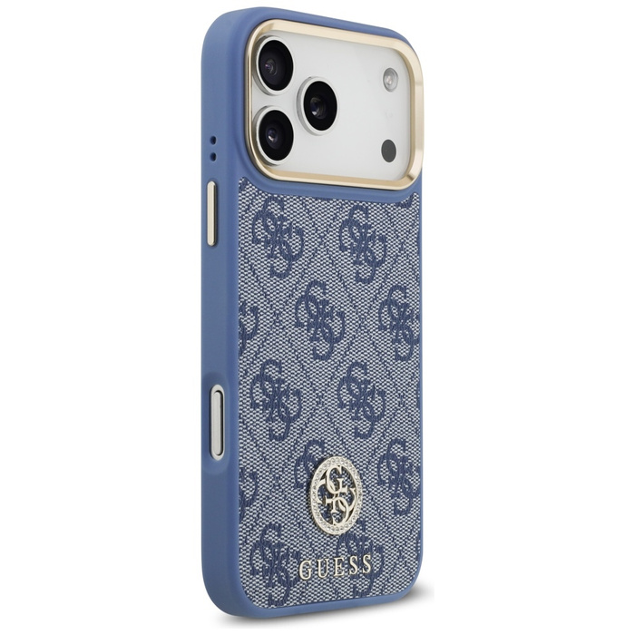 Etui Guess 4G Strass Logo MagSafe do     iPhone 17 Pro Max niebieski