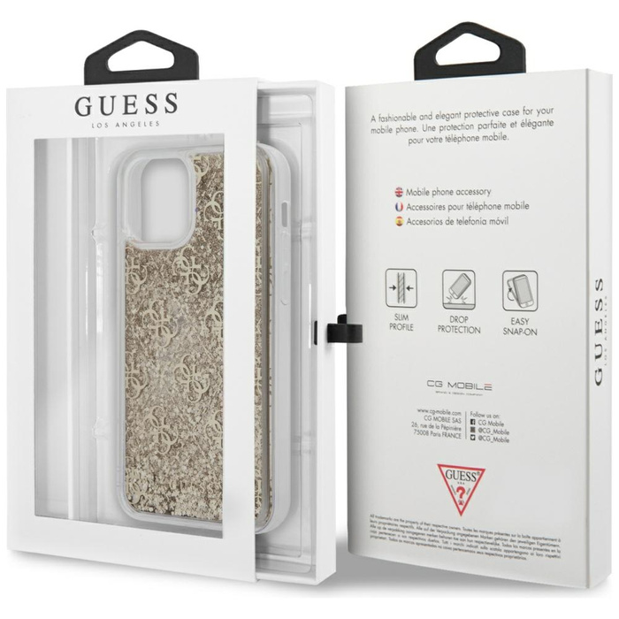 Etui GUESS Apple iPhone 12 Mini 4G Liquid Glitter Złoty Hardcase