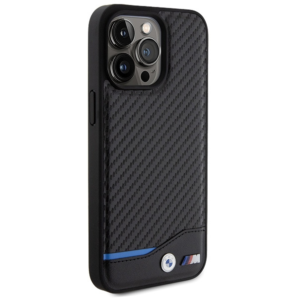 Etui BMW BMHCP15X22NBCK iPhone 15 Pro Max 6.7" czarny/black Leather Carbon Case