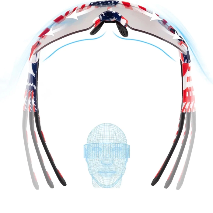 Okulary rowerowe Rockbros fotochromowe z ochroną UV i wkładką korekcyjną 14120008002 - wzór USA - białe