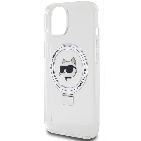 Etui Karl Lagerfeld KLHMP15SHMRSCHH iPhone 15 6.1" biały/white hardcase Ring Stand Choupette Head MagSafe Case