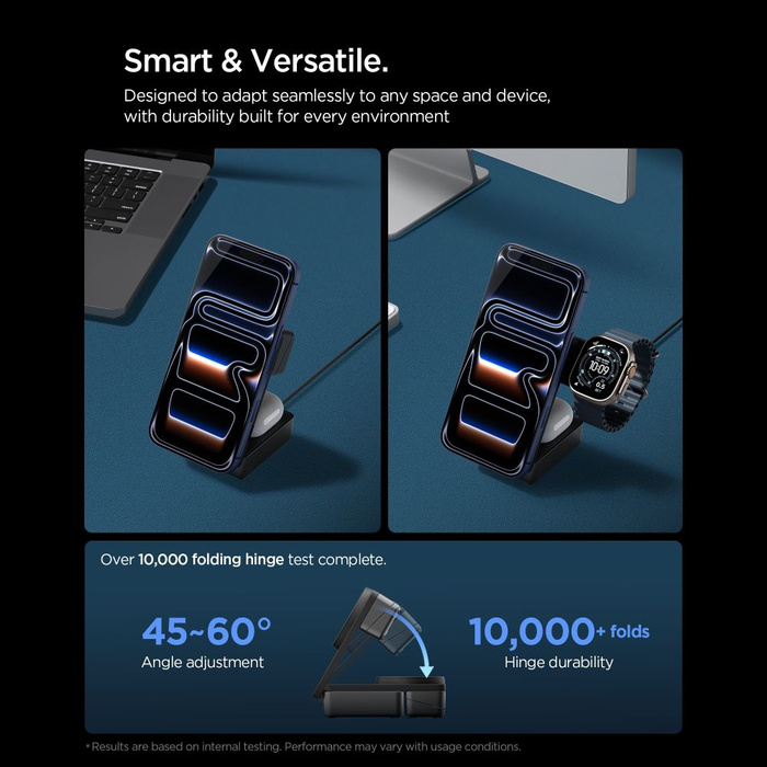 STACJA ŁADOWANIA SPIGEN ESSENTIAL 3IN1 MAGNETIC MAGSAFE BEZPRZEWODOWA ŁADOWARKA 25W Qi2.2 CZARNA