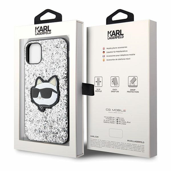Etui Karl Lagerfeld KLHCN61G2CPS iPhone 11 6.1" srebrny/silver hardcase Glitter Choupette Patch Case