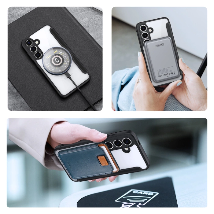 Etui Dux Ducis Skin X Pro na Samsung Galaxy S25 z MagSafe i portfelem - czarne