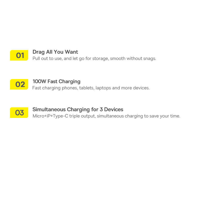 Baseus Bright Mirror 2 zwijany kabel przewód 3w1 USB Typ C - micro USB + Lightning + USB Typ C 3.5A 1.1m fioletowy (CAMJ010205)