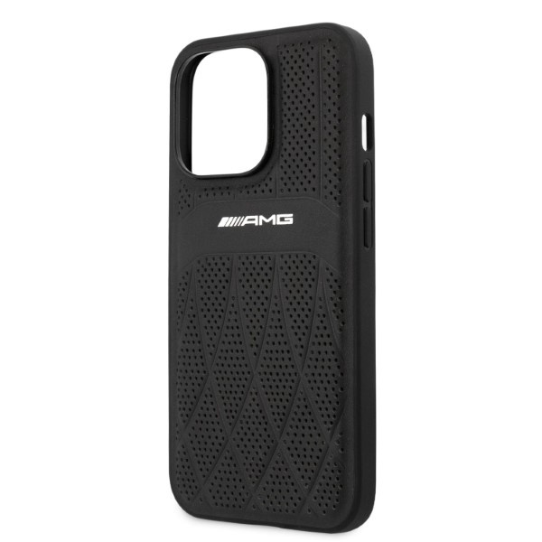 Etui AMG iPhone 13 Pro Max 6,7" czarny/black hardcase Leather Curved Lines
