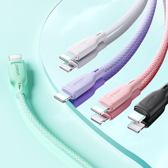 Kabel Joyroom Multi-Color Series SA34-CC3 USB-C / USB-C 60W szybki transfer 1m - fioletowy