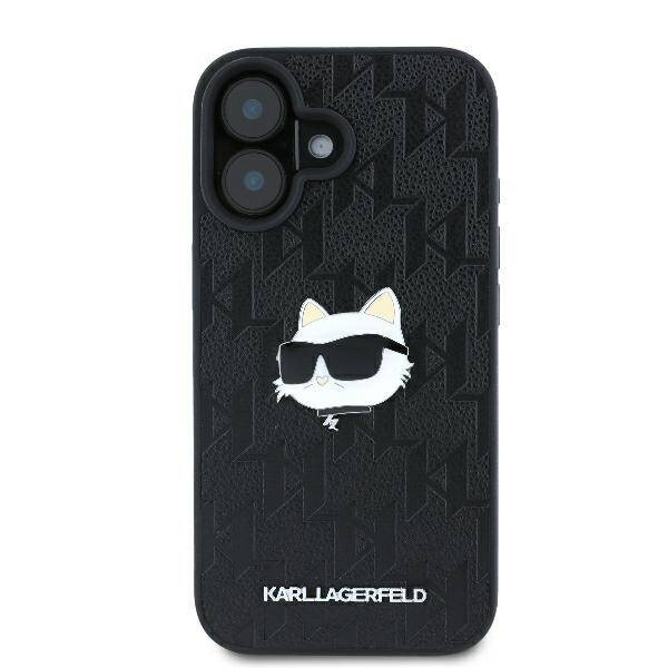 Etui Karl Lagerfeld iPhone 16 6.1" czarny/black hardcase Monogram Choupette Head Pin