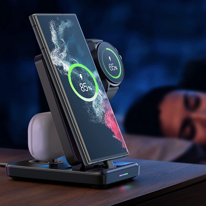 Stacja ładująca 4w1 Joyroom JR-WQS01 Samsung Galaxy USB-C składana - czarna