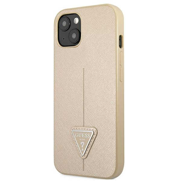 Etui GUESS Apple iPhone 13 Mini Saffiano Triangle Logo Beżowy Hardcase