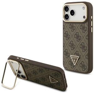 Etui Guess 4G PU Triangle Logo & Stand Camera Magsafe do iPhone 17 Pro Max brązowy