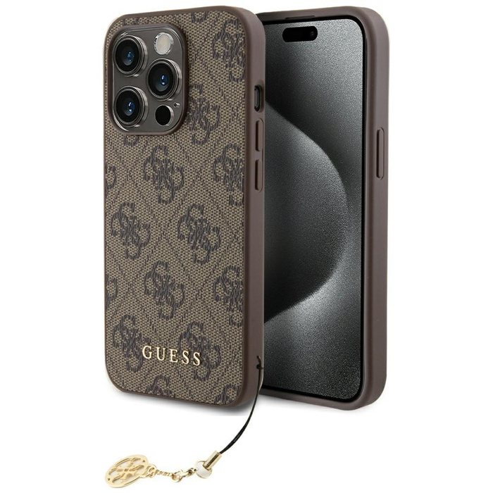 Etui Guess GUHCP15LGF4GBR iPhone 15 Pro 6.1" brązowy/brown hardcase 4G Charms Collection Case