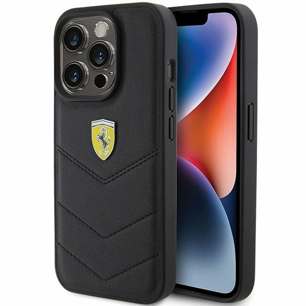 Etui Ferrari FEHCP15LRDUK iPhone 15 Pro 6.1" czarny/black hardcase Quilted Metal Logo Case