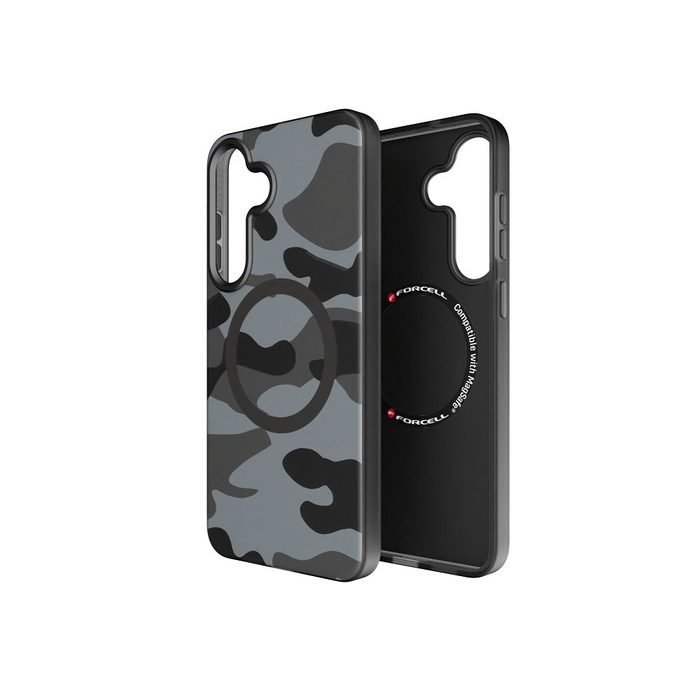 Etui na Samsung S25 PLUS Forcell F-Protect Levels Dual Layer 4D technology zgodny z MagSafe Military Drop-Test black camo