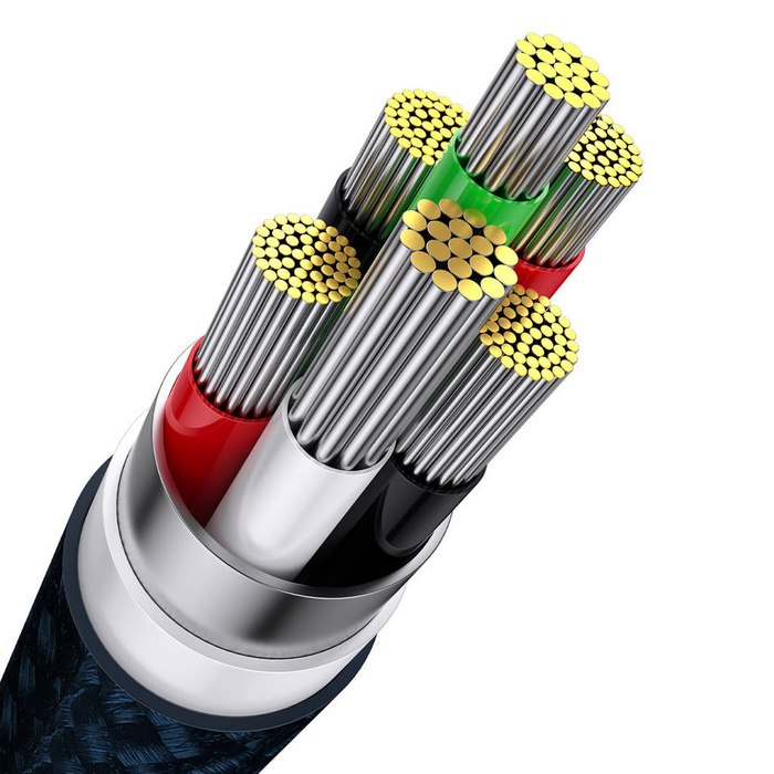 Baseus Flash Series Ⅱ kabel 3w1 z szybkim ładowaniem USB-A do USB-C / Micro-USB / Lightning 66W 480Mb/s 1.2m niebieski