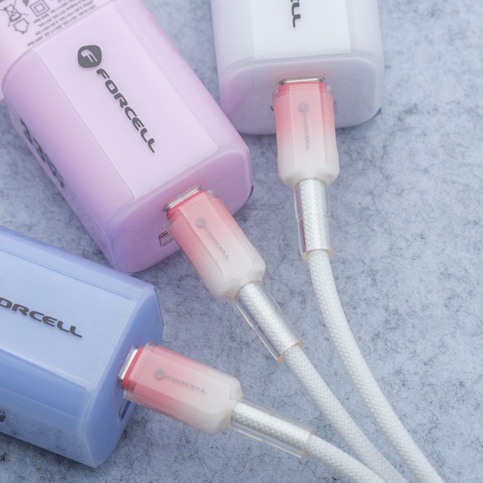 Kabel USB C do USB C Forcell F-Energy QC4.0 PD 5A 100W Gradient 1 m C357 biały