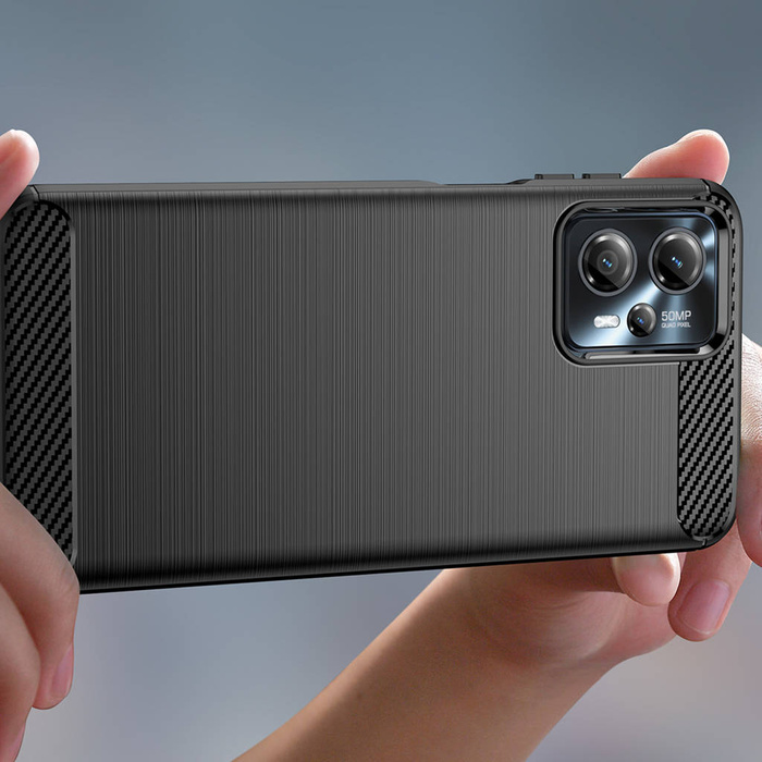 Etui Carbon Case etui do Motorola Moto G53 / G13 elastyczny silikonowy karbonowy pokrowiec czarne Case