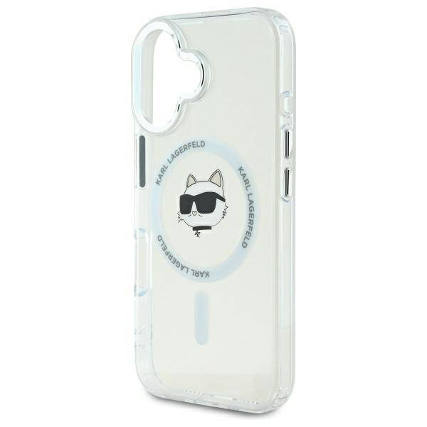 Etui Karl Lagerfeld iPhone 16 6.1" biały/white hardcase IML Metal Choupette Head MagSafe