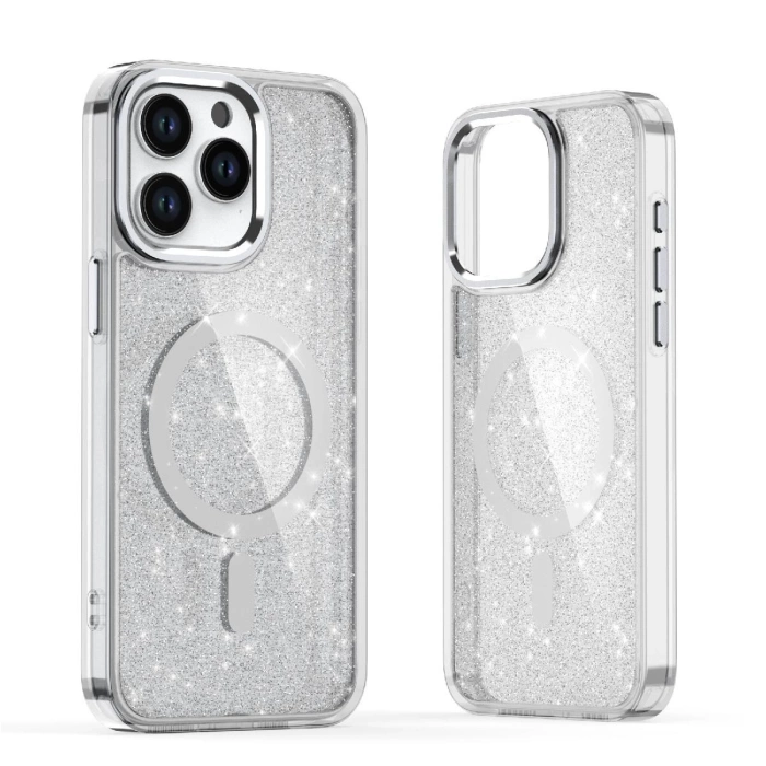Etui brokatowe Glitter Case z MagSafe na Samsung Galaxy S25 Edge - białe