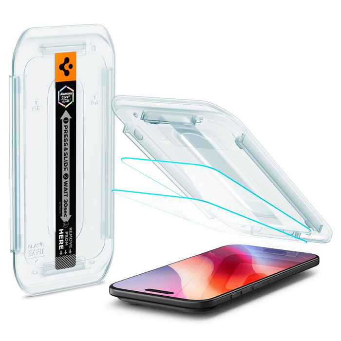SZKŁO HARTOWANE SPIGEN IPHONE 17 AIR GLAS.TR ”EZ FIT” 2-PACK CLEAR