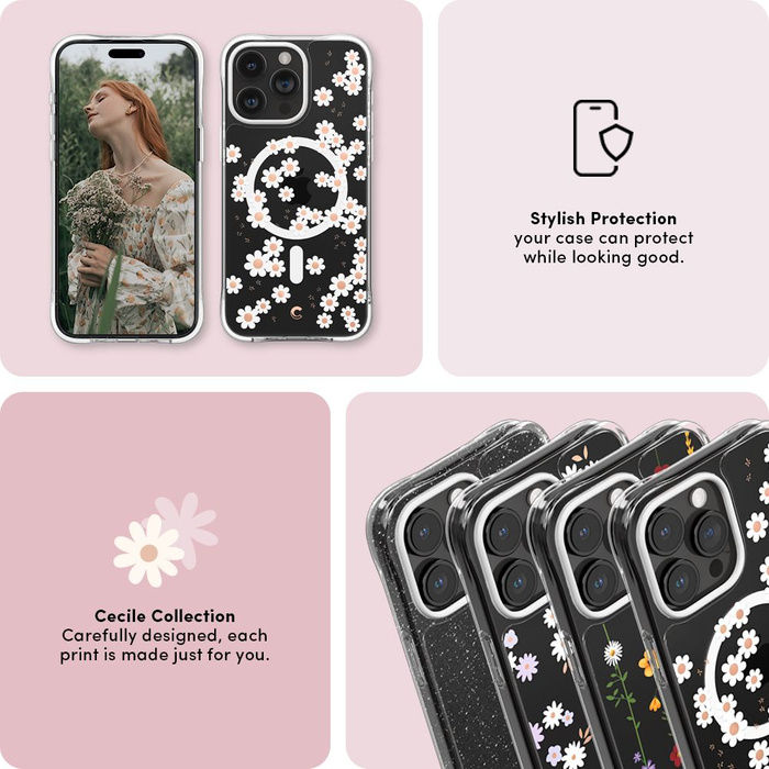 Etui iPhone 15 Pro Max Spigen Cyrill Cecile Mag Magsafe White Daisy Case