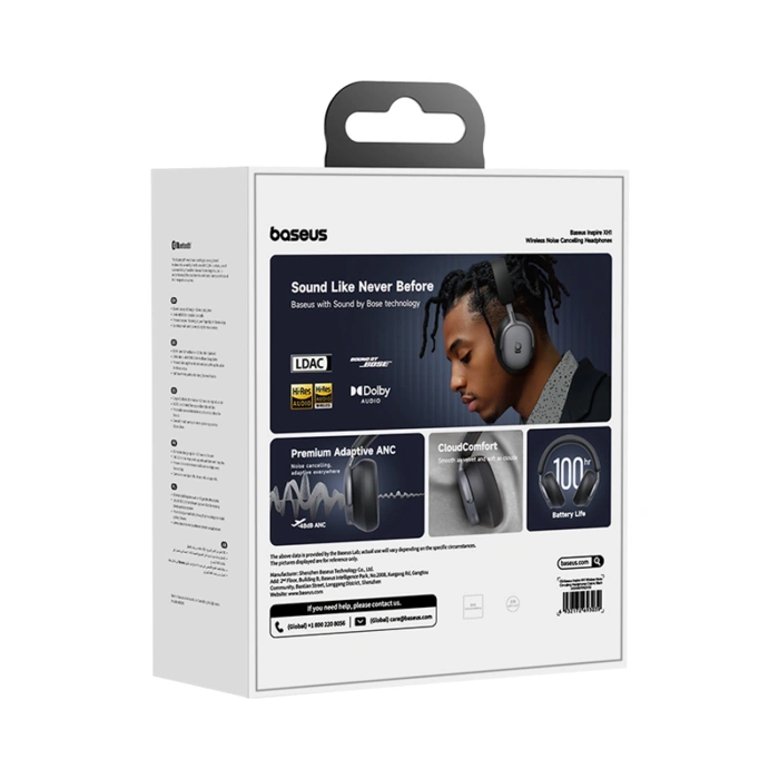 Słuchawki bezprzewodowe Baseus Inspire XH1 Sound by Bose ANC Dolby Audio kolor Czarna Dziura