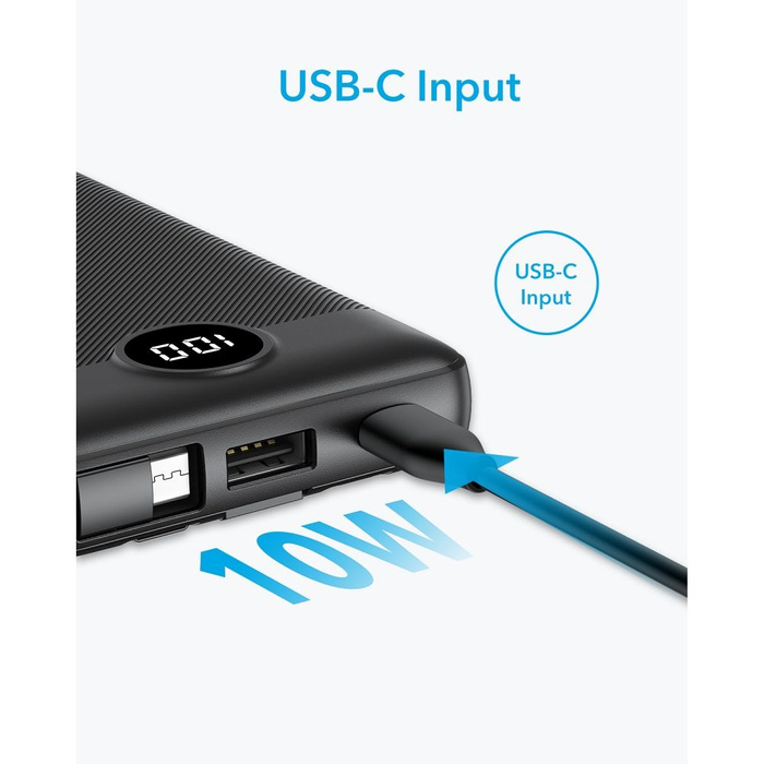 Powerbank Veger C10 (W1116) 10000 mAh z wbudowanymi kablami Micro USB / Typ C / Lightning czarny