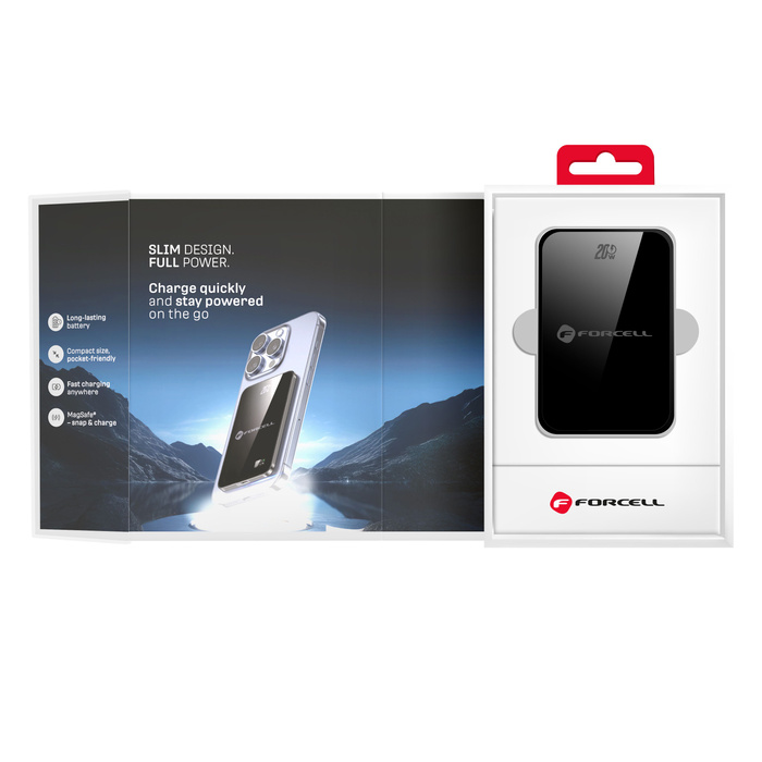 Powerbank zgodny z MagSafe Forcell F-Energy SuperSlim F10K8 QC4.0 PD3.0 15W 10000 mAh czarny 0INT