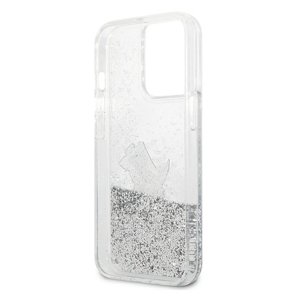 Etui KARL LAGERFELD Apple iPhone 13 Pro Liquid Glitter Choupette Fun Srebrny Hardcase