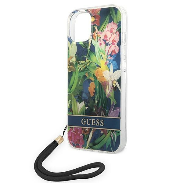 Etui GUESS Apple iPhone 14 Plus Flower Strap Niebieski Hardcase