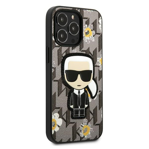 Etui KARL LAGERFELD Apple iPhone 13 Pro Flower Ikonik Karl Szary Case