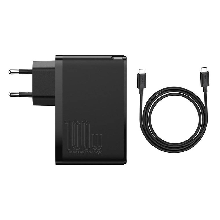 Baseus GaN2 Pro szybka ładowarka sieciowa 100W USB / USB Typ C Quick Charge 4+ Power Delivery czarny (CCGAN2P-L01)