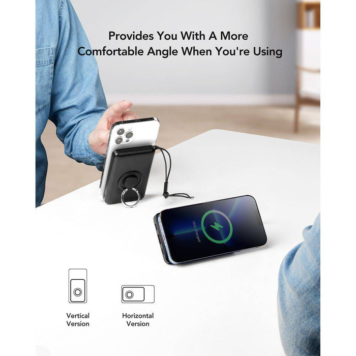 VEGER powerbank 10000 mAh z ładowaniem indukcyjnym kompatybilny z MagSafe PD QC3.0 2A 20W MagOn (VP1151 / W1151) biały