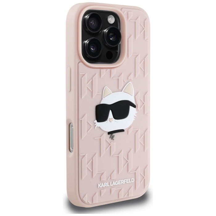 Etui Karl Lagerfeld 3D Rubber Monogram   & Choupette do iPhone 16 Pro różowy