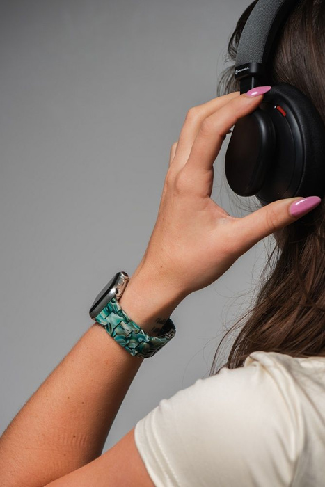 Pasek do Apple Watch Forcell F-Design FA04 zatrzask żywiczny marmurkowy 42 / 44 / 45 / 49 mm zielony